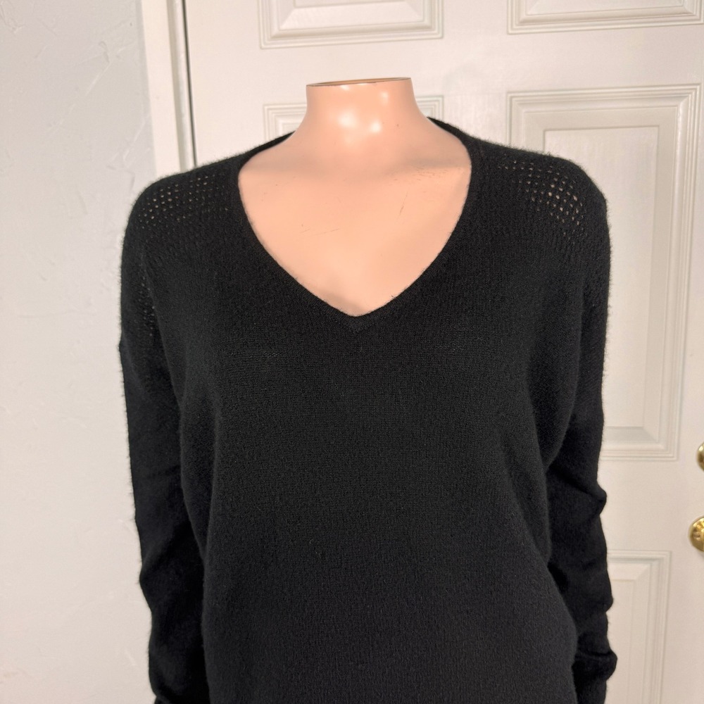 Velvet Graham Spencer Women's Sweater P Cashmere V-neck L/S Open Knit Z3-7 - Picture 2 of 7